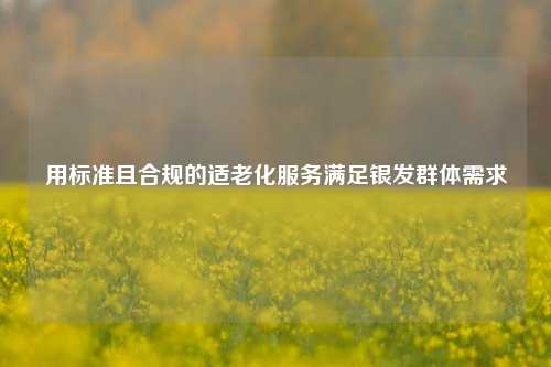 用标准且合规的适老化服务满足银发群体需求