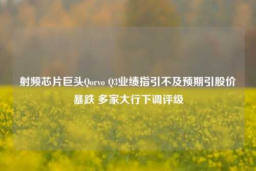 射频芯片巨头Qorvo Q3业绩指引不及预期引股价暴跌 多家大行下调评级