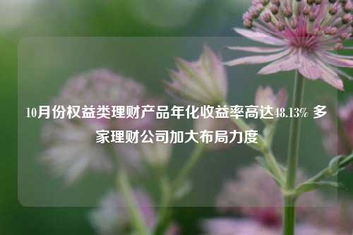 10月份权益类理财产品年化收益率高达48.13% 多家理财公司加大布局力度