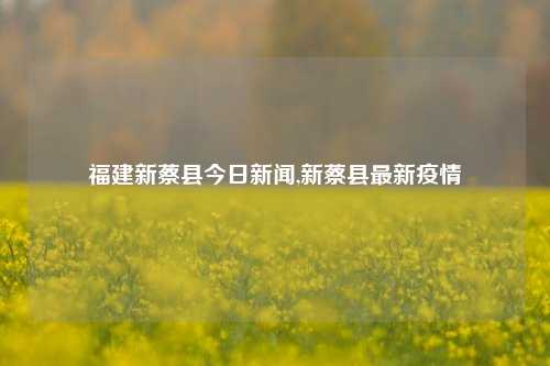 福建新蔡县今日新闻,新蔡县最新疫情