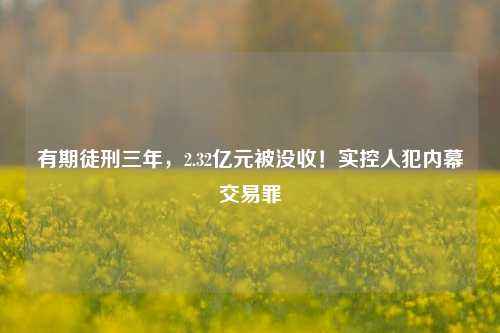 有期徒刑三年，2.32亿元被没收！实控人犯内幕交易罪