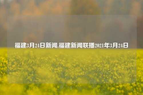 福建3月24日新闻,福建新闻联播2021年3月24日