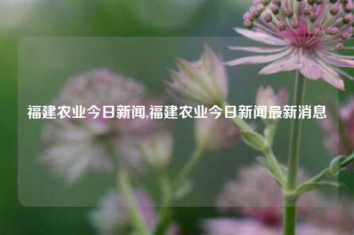 福建农业今日新闻,福建农业今日新闻最新消息