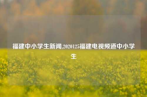 福建中小学生新闻,2020125福建电视频道中小学生