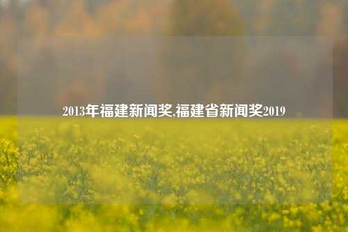 2013年福建新闻奖,福建省新闻奖2019