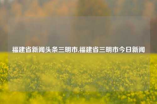 福建省新闻头条三明市,福建省三明市今日新闻