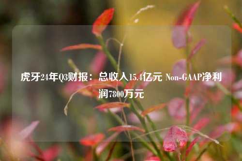 虎牙24年Q3财报：总收入15.4亿元 Non-GAAP净利润7800万元