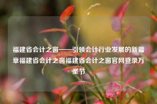 福建省会计之窗——引领会计行业发展的新篇章福建省会计之窗福建省会计之窗官网登录万圣节