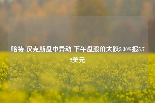 哈特-汉克斯盘中异动 下午盘股价大跌5.30%报5.72美元