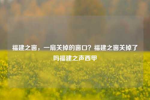 福建之窗，一扇关掉的窗口？福建之窗关掉了吗福建之声西甲