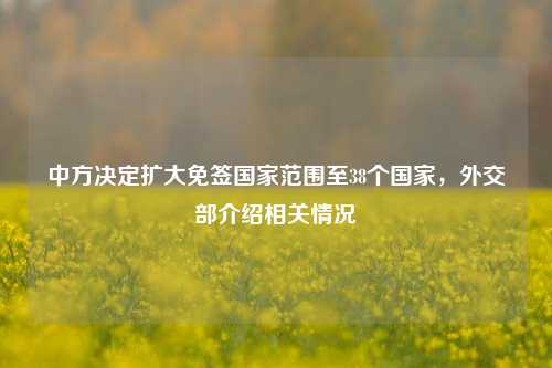 中方决定扩大免签国家范围至38个国家，外交部介绍相关情况