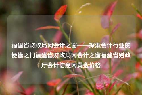 福建省财政局网会计之窗——探索会计行业的便捷之门福建省财政局网会计之窗福建省财政厅会计信息网黄金价格