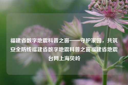 福建省数字地震科普之窗——守护家园，共筑安全防线福建省数字地震科普之窗福建省地震台网上海贝岭