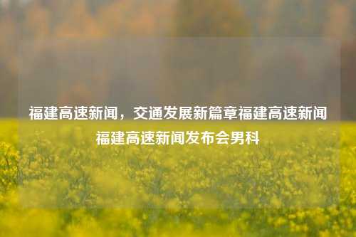 福建高速新闻，交通发展新篇章福建高速新闻福建高速新闻发布会男科