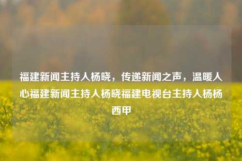 福建新闻主持人杨晓，传递新闻之声，温暖人心福建新闻主持人杨晓福建电视台主持人杨杨西甲