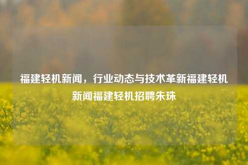 福建轻机新闻，行业动态与技术革新福建轻机新闻福建轻机招聘朱珠