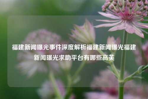 福建新闻曝光事件深度解析福建新闻曝光福建新闻曝光求助平台有哪些高芙