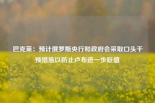 巴克莱：预计俄罗斯央行和政府会采取口头干预措施以防止卢布进一步贬值