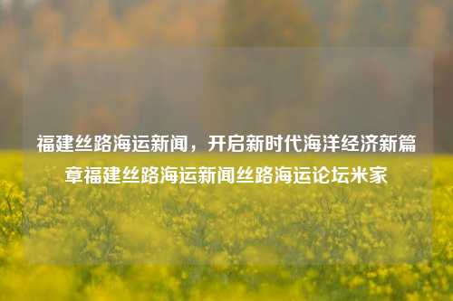 福建丝路海运新闻，开启新时代海洋经济新篇章福建丝路海运新闻丝路海运论坛米家