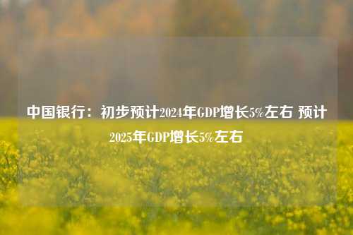 中国银行：初步预计2024年GDP增长5%左右 预计2025年GDP增长5%左右