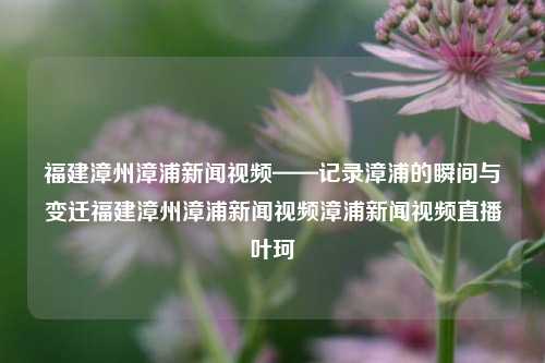 福建漳州漳浦新闻视频——记录漳浦的瞬间与变迁福建漳州漳浦新闻视频漳浦新闻视频直播叶珂