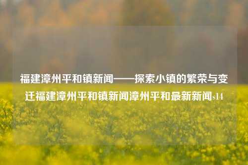 福建漳州平和镇新闻——探索小镇的繁荣与变迁福建漳州平和镇新闻漳州平和最新新闻s14