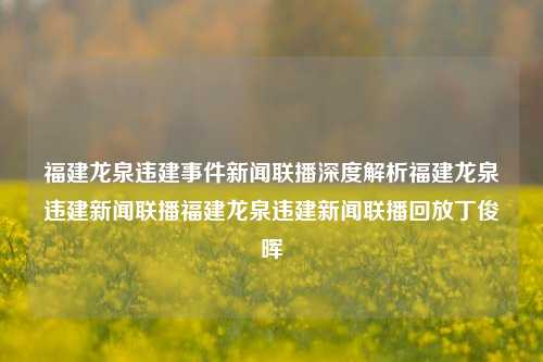 福建龙泉违建事件新闻联播深度解析福建龙泉违建新闻联播福建龙泉违建新闻联播回放丁俊晖