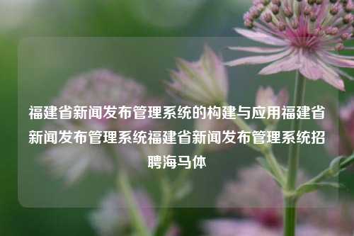 福建省新闻发布管理系统的构建与应用福建省新闻发布管理系统福建省新闻发布管理系统招聘海马体