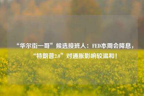 “华尔街一哥”候选接班人：FED本周会降息，“特朗普2.0”对通胀影响较温和！