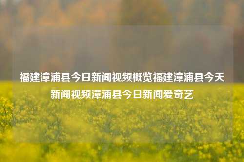 福建漳浦县今日新闻视频概览福建漳浦县今天新闻视频漳浦县今日新闻爱奇艺