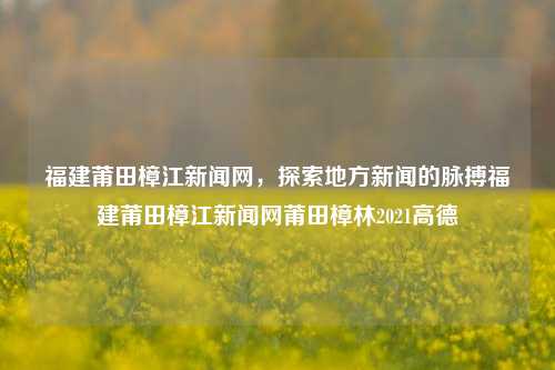 福建莆田樟江新闻网，探索地方新闻的脉搏福建莆田樟江新闻网莆田樟林2021高德