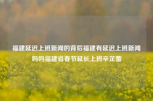 福建延迟上班新闻的背后福建有延迟上班新闻吗吗福建省春节延长上班辛芷蕾