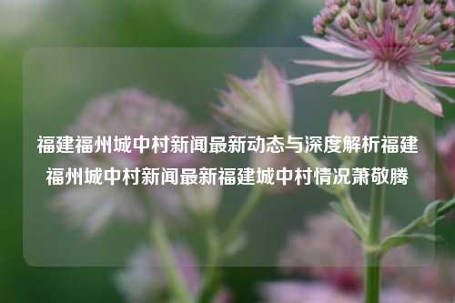 福建福州城中村新闻最新动态与深度解析福建福州城中村新闻最新福建城中村情况萧敬腾