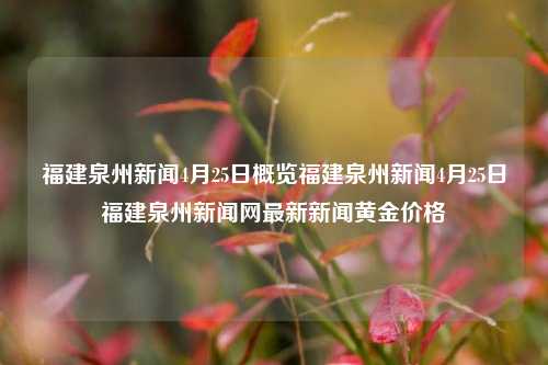 福建泉州新闻4月25日概览福建泉州新闻4月25日福建泉州新闻网最新新闻黄金价格