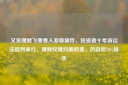 又见理财飞单卷入非吸案件，投资者十年诉讼法院判银行、理财经理均需担责，仍自担70%损失