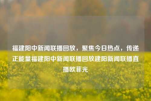 福建阳中新闻联播回放，聚焦今日热点，传递正能量福建阳中新闻联播回放建阳新闻联播直播欧菲光