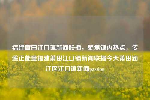 福建莆田江口镇新闻联播，聚焦镇内热点，传递正能量福建莆田江口镇新闻联播今天莆田涵江区江口镇新闻passion