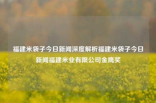 福建米袋子今日新闻深度解析福建米袋子今日新闻福建米业有限公司金鹰奖