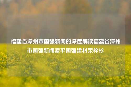 福建省漳州市国强新闻的深度解读福建省漳州市国强新闻漳平国强建材荣梓杉