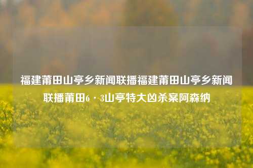 福建莆田山亭乡新闻联播福建莆田山亭乡新闻联播莆田6·3山亭特大凶杀案阿森纳