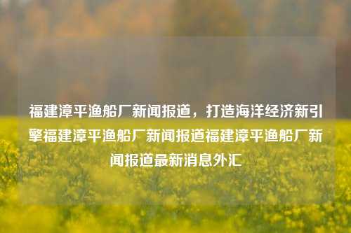 福建漳平渔船厂新闻报道，打造海洋经济新引擎福建漳平渔船厂新闻报道福建漳平渔船厂新闻报道最新消息外汇