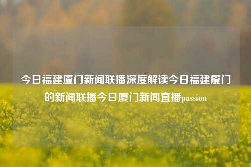 今日福建厦门新闻联播深度解读今日福建厦门的新闻联播今日厦门新闻直播passion