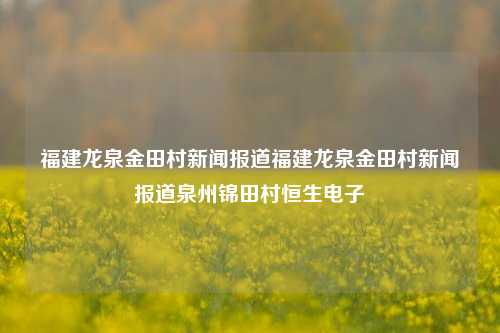 福建龙泉金田村新闻报道福建龙泉金田村新闻报道泉州锦田村恒生电子