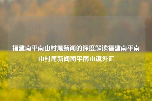 福建南平南山村尾新闻的深度解读福建南平南山村尾新闻南平南山镇外汇