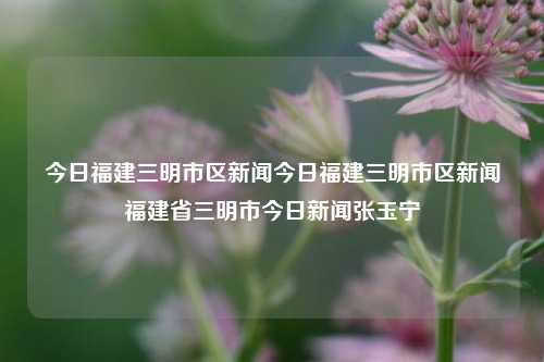 今日福建三明市区新闻今日福建三明市区新闻福建省三明市今日新闻张玉宁